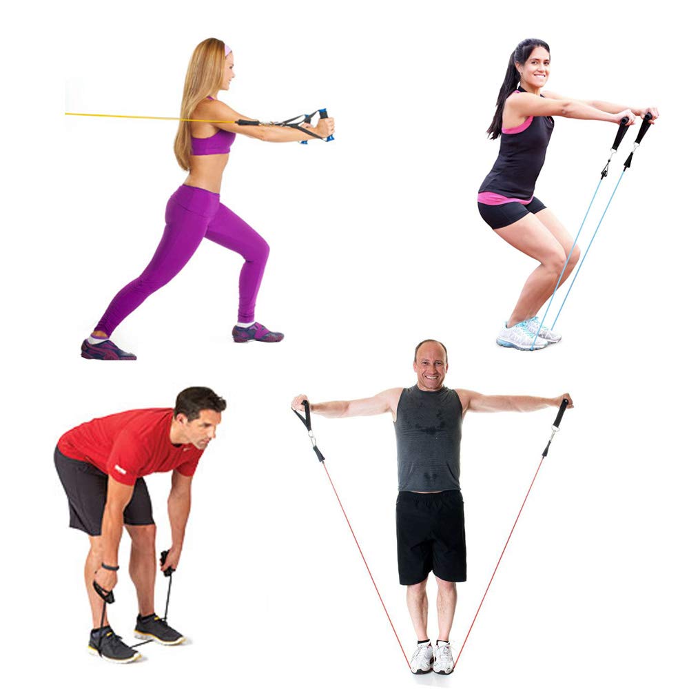 11Pcs Resistance Bands Set Elastic Tube Bands Door Anchor Ankle Straps Cushioned Handles with Carry Bags for Home Gym