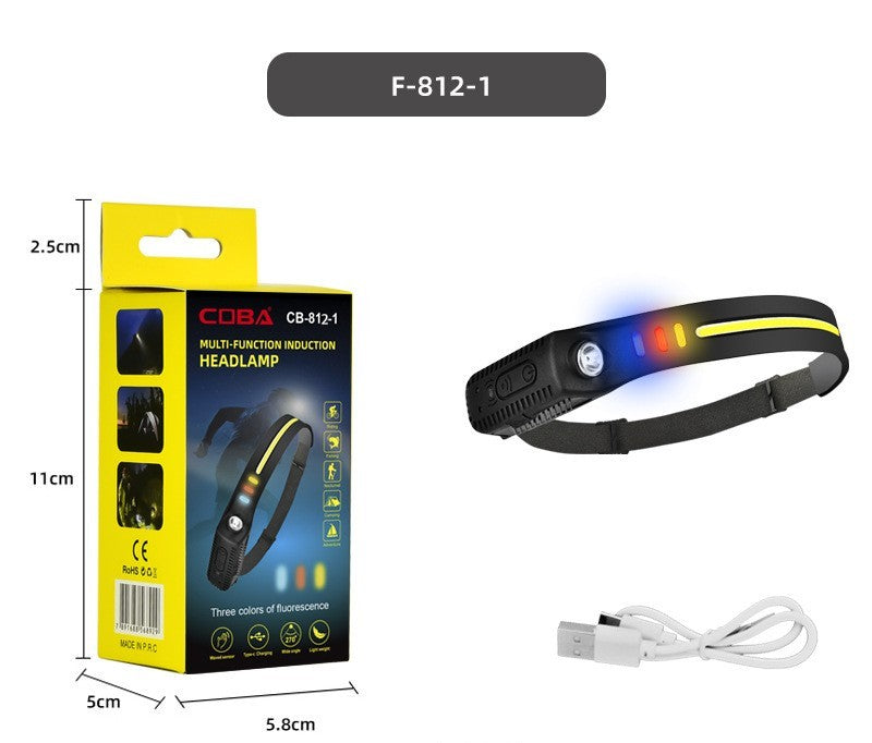 Bright Rechargeable Headlamp Flashlight, 8 Lighting Modes with Motion Sensor Head Lamp