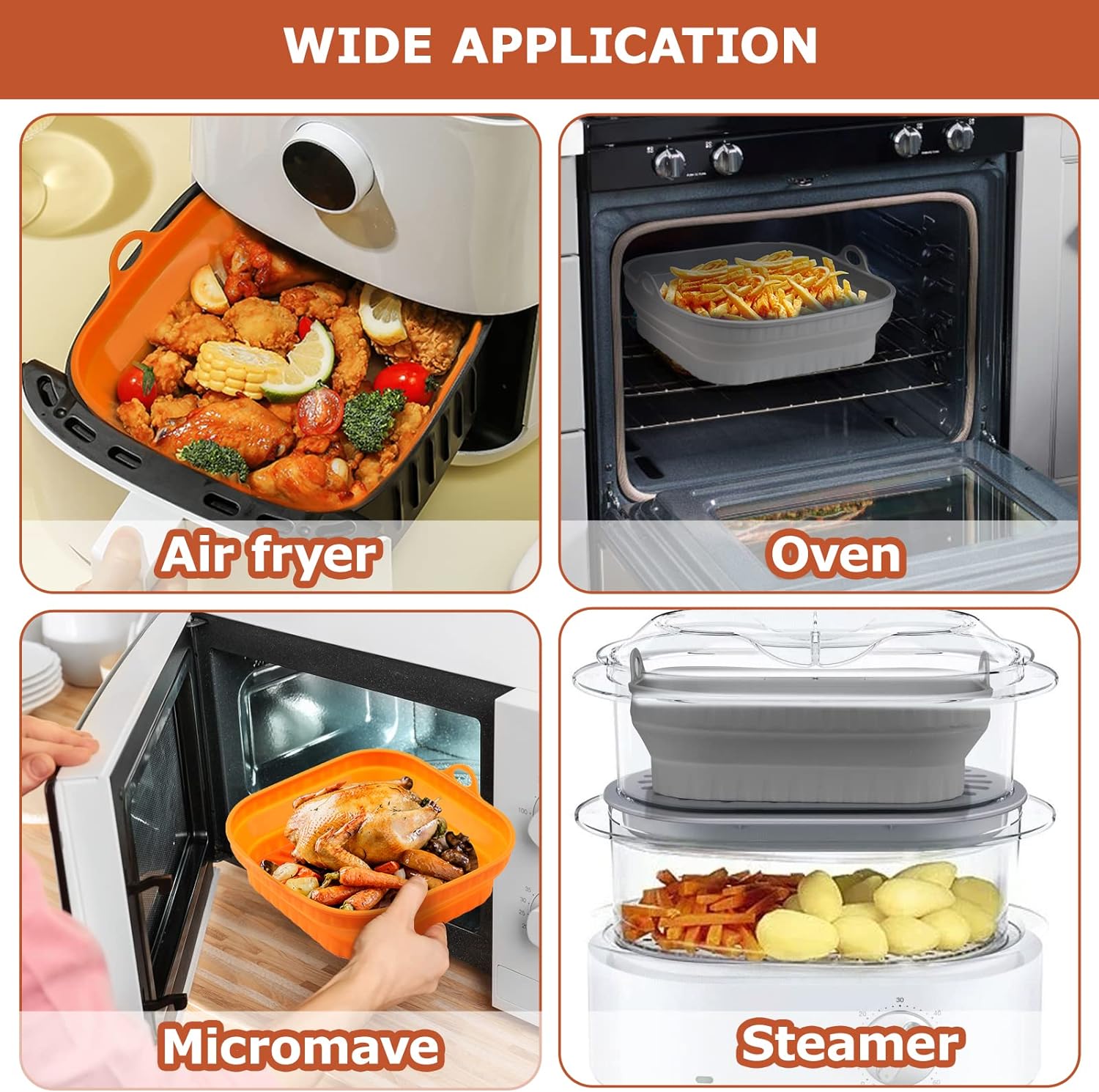 Air fryer silicon foldable plate 3pcs