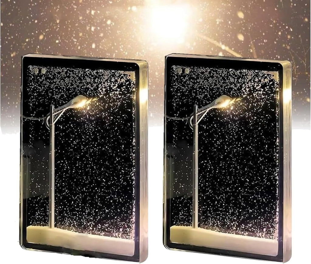 Snow Tales Lamp, Snowy Night Street Lamp Christmas Snow Scene Light DIY Materials, Snow Globe Night Light