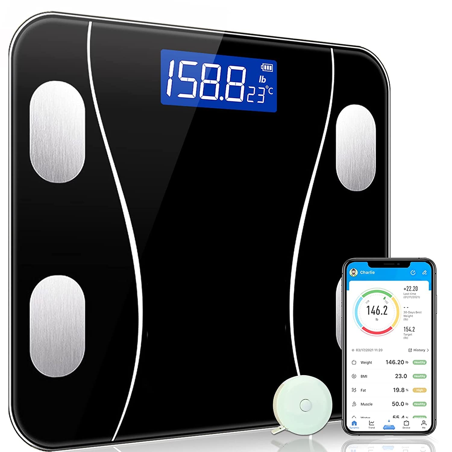 Sonifer Smart Digital Phone App Scale – Electronic Body Fat Scale with LED Display