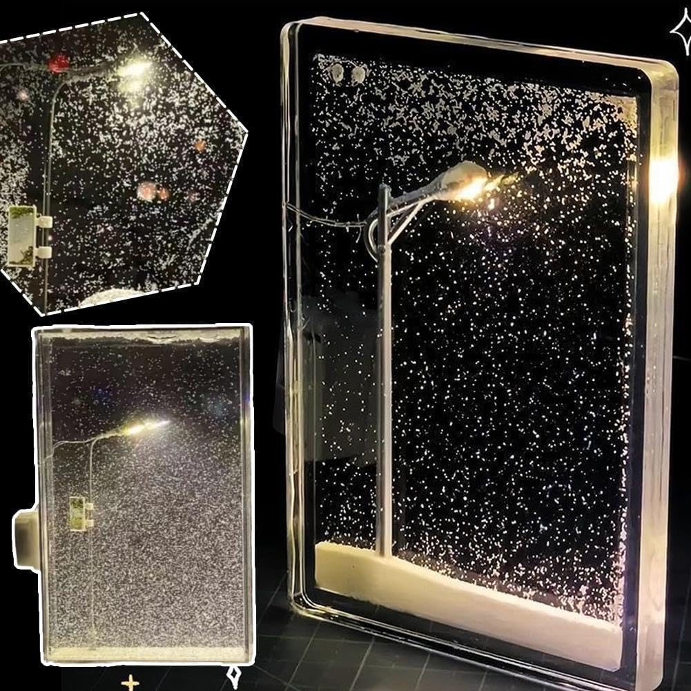 Snow Tales Lamp, Snowy Night Street Lamp Christmas Snow Scene Light DIY Materials, Snow Globe Night Light